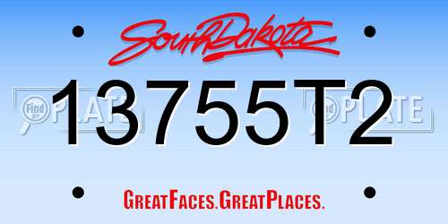 13755T2 South Dakota License Plate