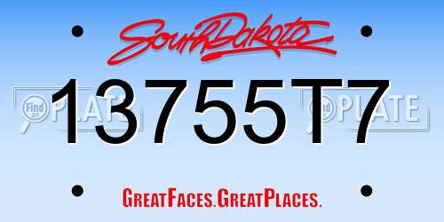 13755T7 South Dakota License Plate