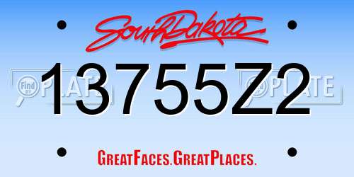 13755Z2 South Dakota License Plate