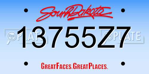 13755Z7 South Dakota License Plate