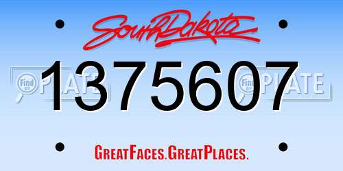 1375607 South Dakota License Plate