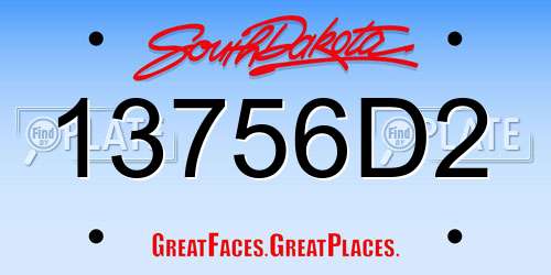 13756D2 South Dakota License Plate