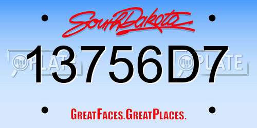 13756D7 South Dakota License Plate