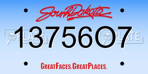 13756O7 South Dakota License Plate