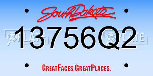 13756Q2 South Dakota License Plate