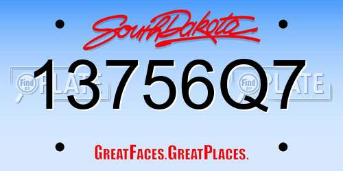 13756Q7 South Dakota License Plate