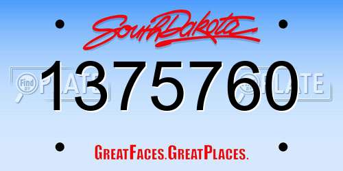 1375760 South Dakota License Plate