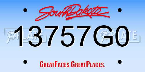 13757G0 South Dakota License Plate