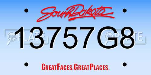 13757G8 South Dakota License Plate
