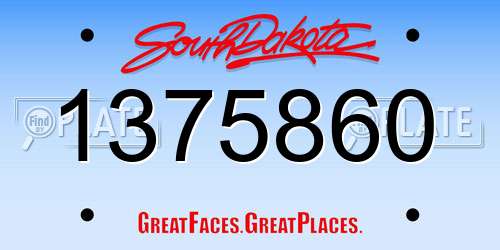 1375860 South Dakota License Plate