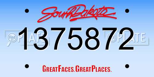 1375872 South Dakota License Plate