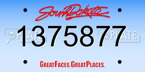 1375877 South Dakota License Plate