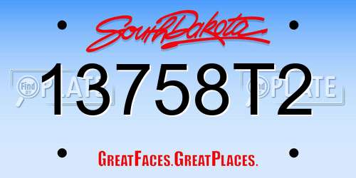 13758T2 South Dakota License Plate