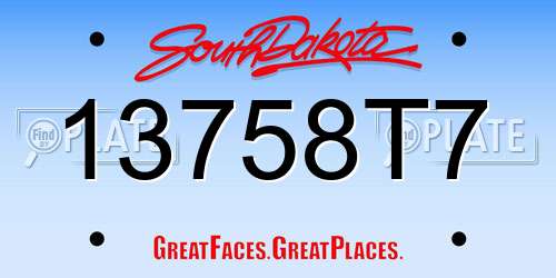 13758T7 South Dakota License Plate