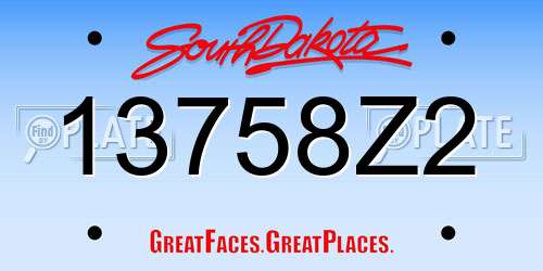 13758Z2 South Dakota License Plate