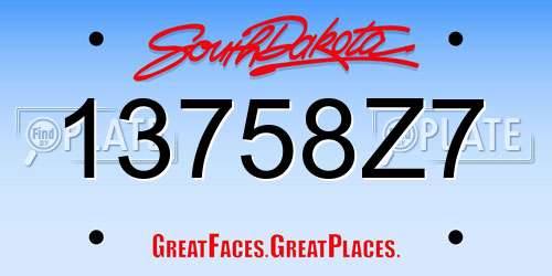 13758Z7 South Dakota License Plate
