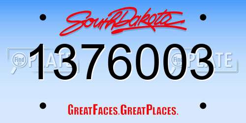 1376003 South Dakota License Plate