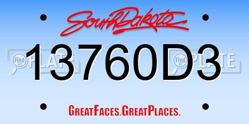 13760D3 South Dakota License Plate