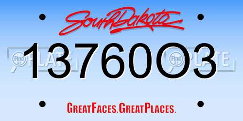 13760O3 South Dakota License Plate