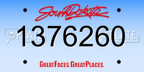 1376260 South Dakota License Plate