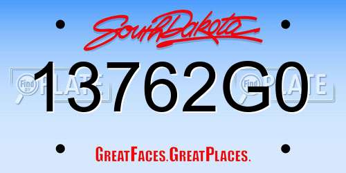 13762G0 South Dakota License Plate