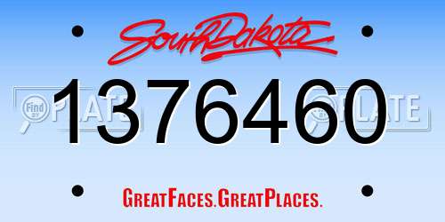 1376460 South Dakota License Plate