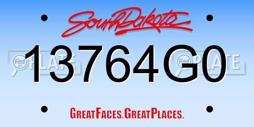 13764G0 South Dakota License Plate