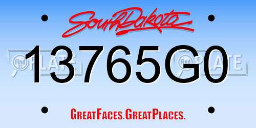 13765G0 South Dakota License Plate