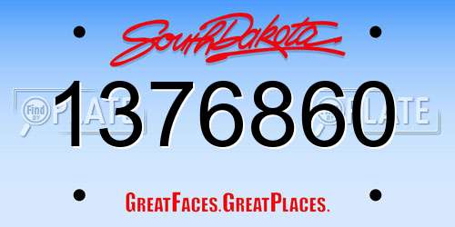 1376860 South Dakota License Plate
