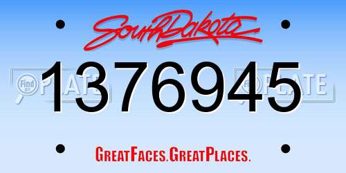 1376945 South Dakota License Plate