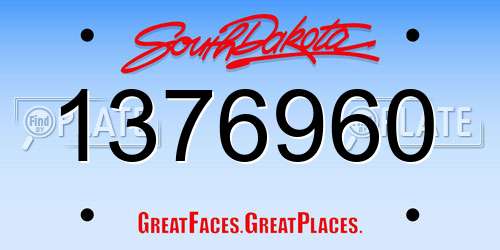 1376960 South Dakota License Plate