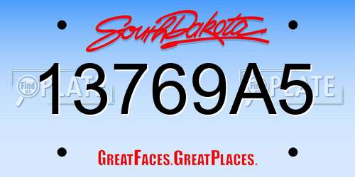 13769A5 South Dakota License Plate