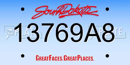 13769A8 South Dakota License Plate