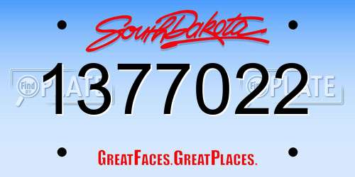 1377022 South Dakota License Plate