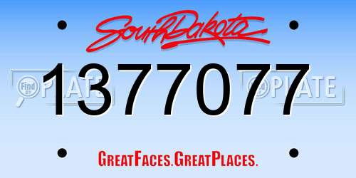1377077 South Dakota License Plate