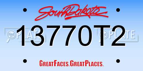 13770T2 South Dakota License Plate