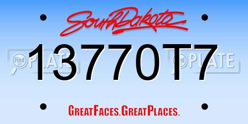 13770T7 South Dakota License Plate