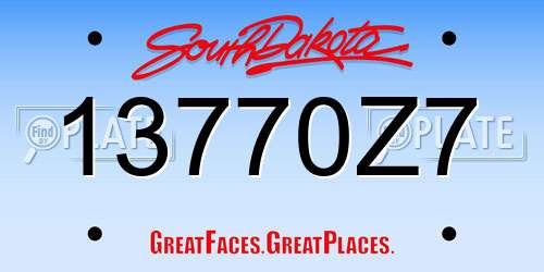 13770Z7 South Dakota License Plate