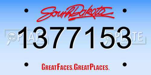 1377153 South Dakota License Plate