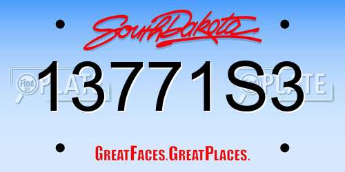 13771S3 South Dakota License Plate