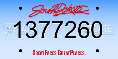 1377260 South Dakota License Plate