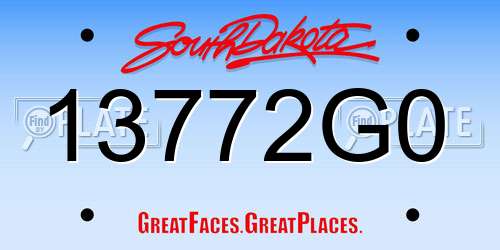 13772G0 South Dakota License Plate