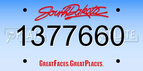 1377660 South Dakota License Plate