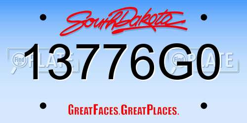 13776G0 South Dakota License Plate
