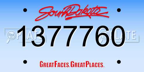 1377760 South Dakota License Plate