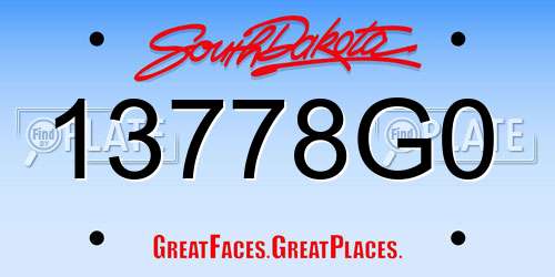 13778G0 South Dakota License Plate