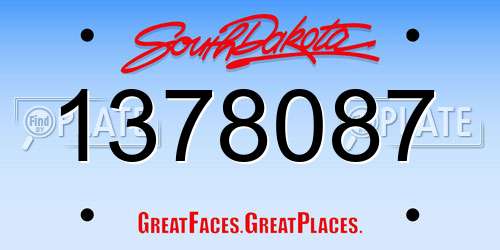 1378087 South Dakota License Plate