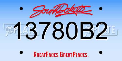 13780B2 South Dakota License Plate