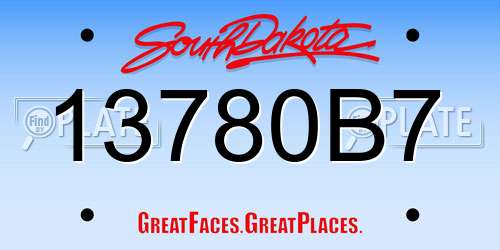 13780B7 South Dakota License Plate