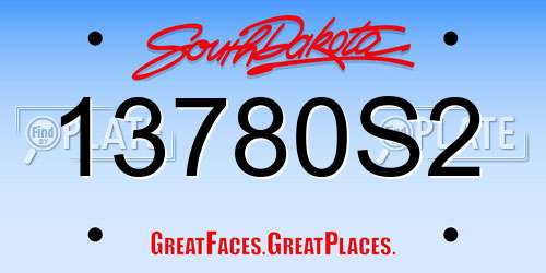 13780S2 South Dakota License Plate